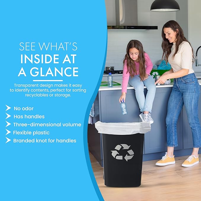 Heavy Duty Contractor Trash Bags with Handles – 33 Gallon, 150 Count | 17 Micron Thick, Extra Large Garbage Bags for Household, Yard Waste, Landscaping & Commercial Use | Secure Signature Knot