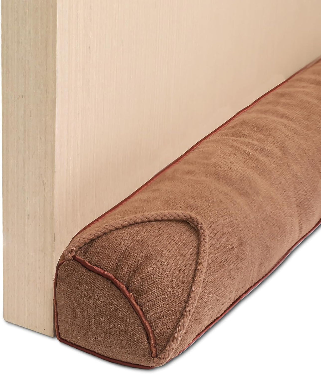 Triangle Under Door Draft Stopper 40 inch Weighted Draft Blocker Bottom Seal Noise Air Guard for Doors and Windows, Brown