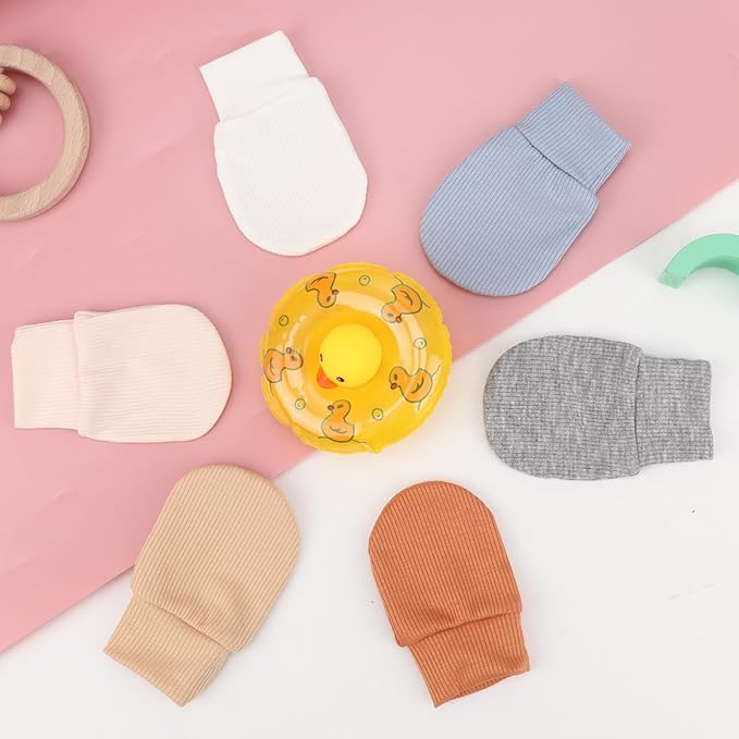 BQUBO 6 Pairs Newborn Baby Boys Girls Mittens 0-6 Months Unisex-Baby Infant Mittens Elastic No Scratch Wrist Gloves