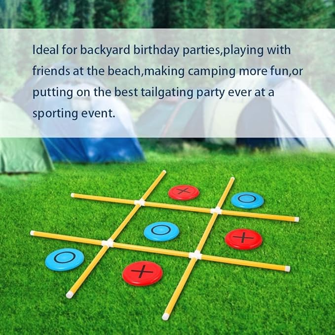 Giant Tic Tac Toe Game, Premium Portable PVC Framed Yard Toss Game, Large Outdoor Indoor Tic Tac Toe Game for Adults and Kids(4ft x 4ft)