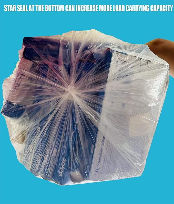 55-60 Gallon Trash Bags, 50 Count Bulk, Heavy Duty Clear Plastic Recycling Bags, Multi-purpose Garbage Bags for home Commercial, Outdoor, Construction, Industrial, Lawn, Leaf