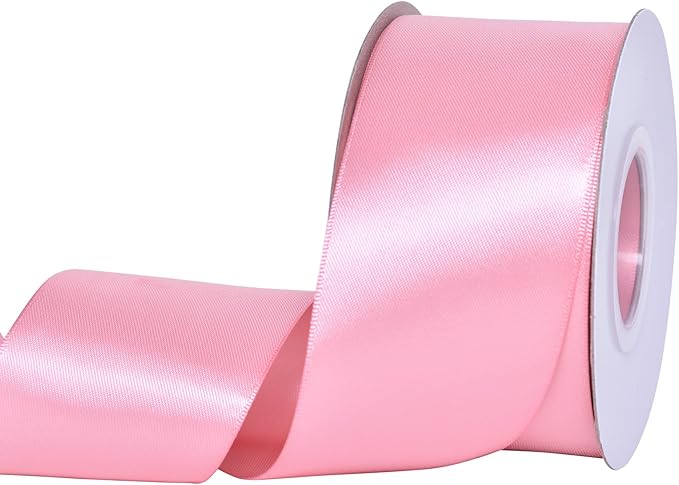 YAMA Rose Gold Double Faced Satin Ribbon, 2 Inch 25 Yards, Dusty Pink Ribbon Great for Crafts Bows Flower Bouquet Wedding Home Decor Gift Wrapping