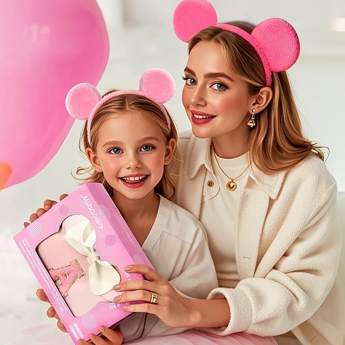Kids Real Makeup Kit for Girls - 18Pcs Non-Toxic Washable Make Up Toys with Initial Toddler Purse - Personalized Birthday Gifts for Age 3 4 5 6 7 8 9 10 Years Old Girls Vanity Set - R