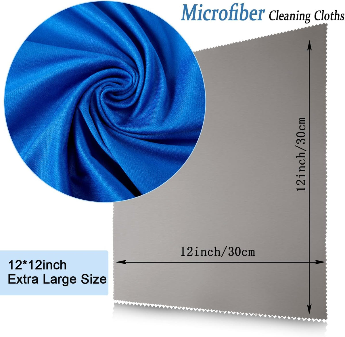 Frienda 12 Pack Large Microfiber Glass Cleaning Cloths 12 x 12 Inch Oversized Sunglasses Cleaning Cloths for Electronics Glasses Screens and Lenses(Blue,Deep Gray)