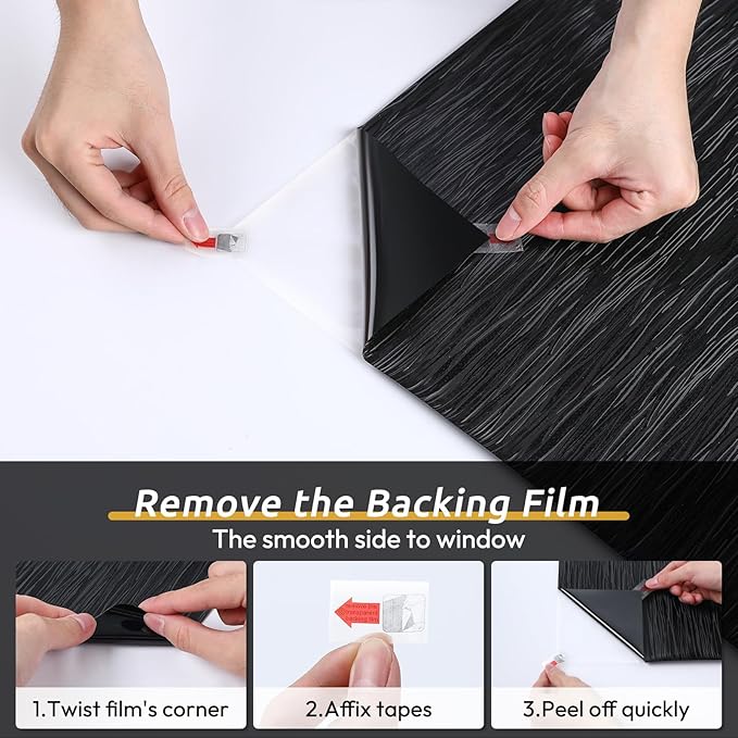 rabbitgoo Blackout Window Film, Sun Light Blocking Window Black Out Cover for UV Reduction, Removable Tint Room Darken Heat Control Frosted Glass Sticker for Home, Black, 29.5 x 78.7 Inches