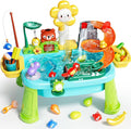 Water Table Play Sink Toys for Toddlers, Kids Play Kitchen Sink with Running Water, 360° Electric Faucet, Floating Fishing Game, Sensory Water Table Toys for Boys Girls Summer Gifts