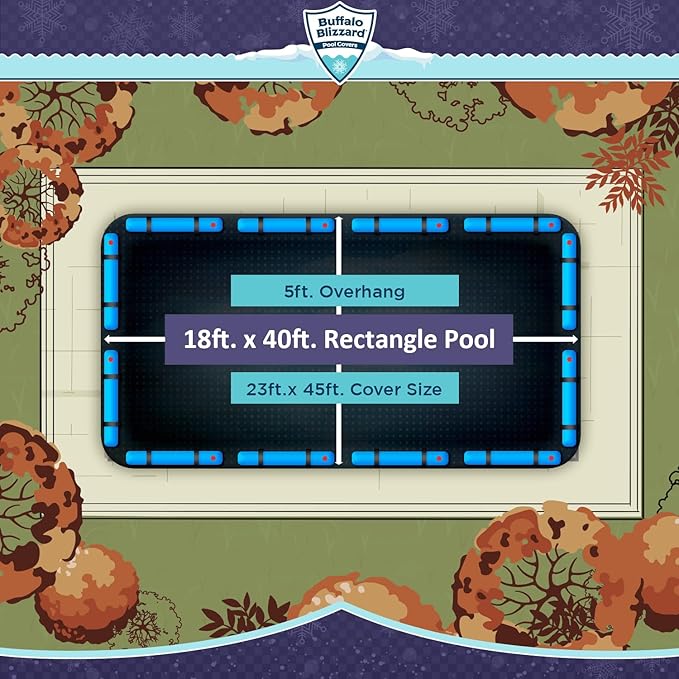 Buffalo Blizzard Economy 18 ft x 40 ft Rectangular Winter Pool Cover | Black/Blue | Closing Inground Swimming Pools | Easy to Install | Heavy Duty, Cold & UV Resistant | Shields from Seasonal Debris