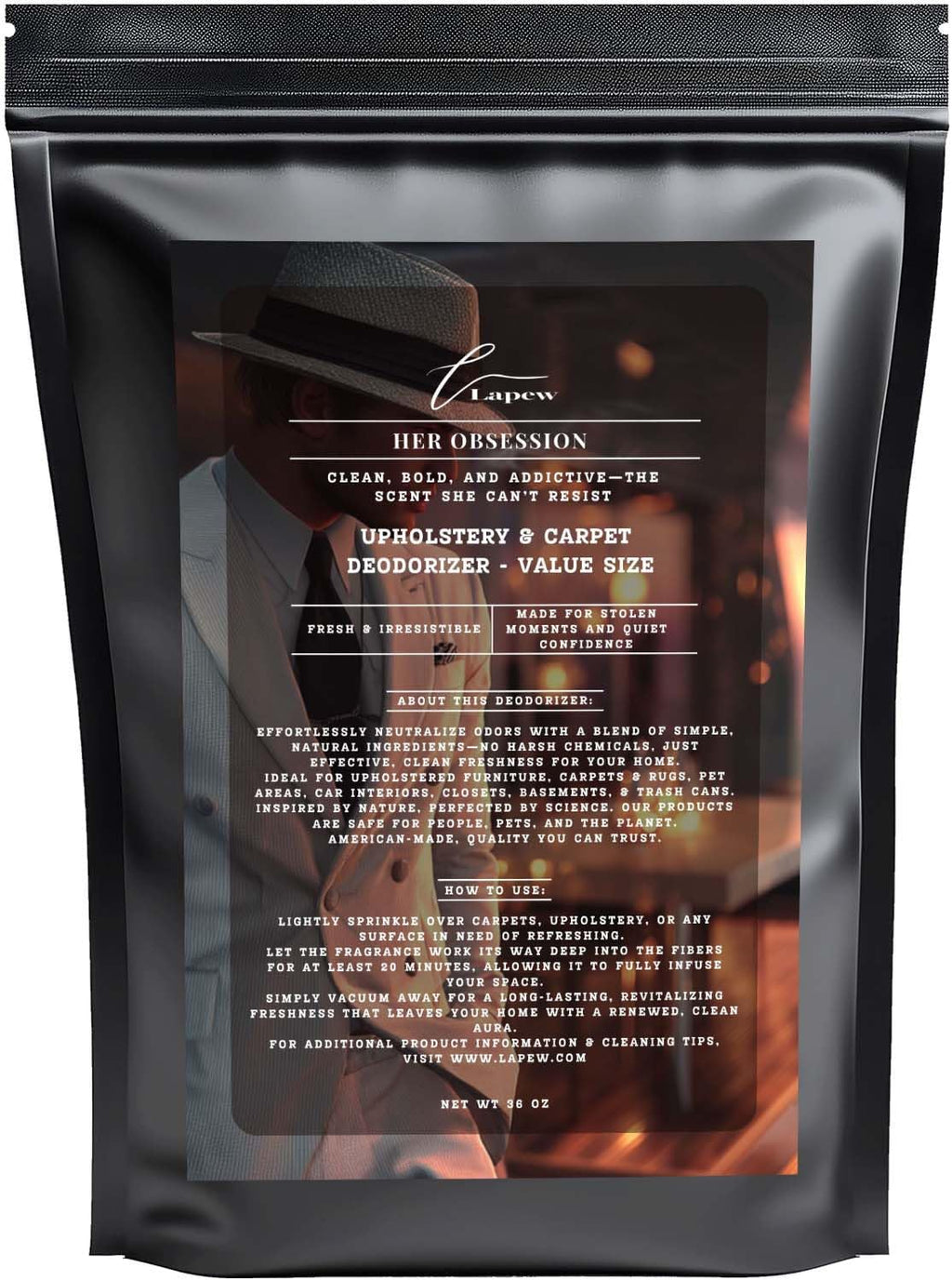 Her Obsession Carpet Freshener Powder Refill 36 oz | Powerful Odor Eliminator for Home | Upholstery Deodorizer | Carpet Deodorizer | Pet Urine | Cat Litter Box