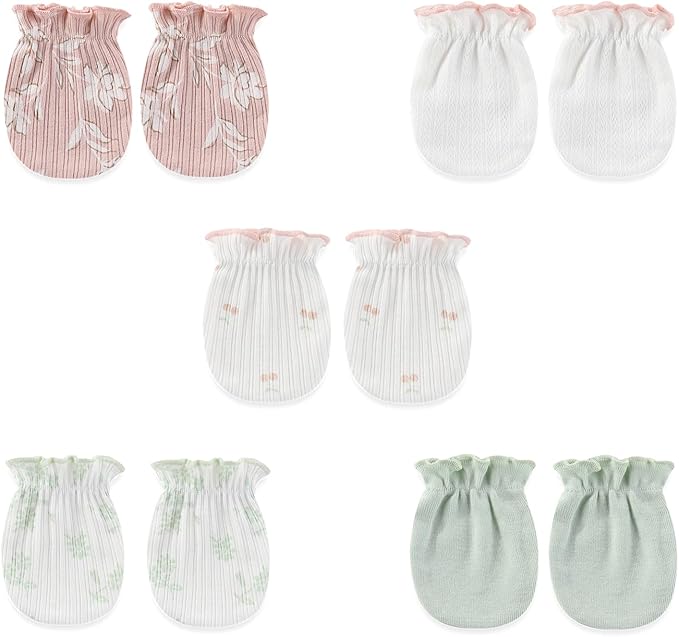 5 Pairs Baby Not Scratch Mittens 0-6 Months New Born Boy Girl Gloves Cute Infant Accessories