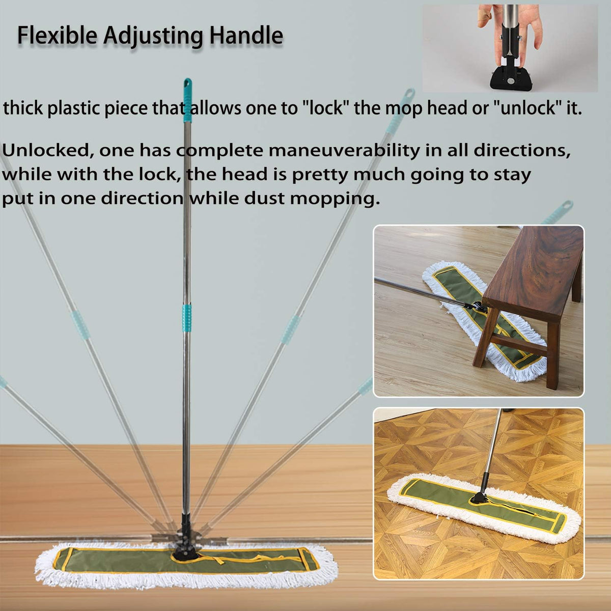 OFO 36inch Industrial Commercial Dust Mop 2 Sets //Heavy Duty Dust Mop // 63inch Length Stainless Steel Handle //Easily Clean Large Area Factory,Shopping Mall,Garage