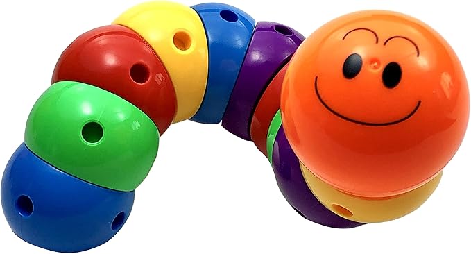 Skoolzy Rainbow Caterpillar Building Toy - Build Fine Motor Skills Color Sorting ADHD Anxiety Fidget Learning Toys to Relieve Stress for Toddlers Kids & Adults Gift for Children, Boy & Girl
