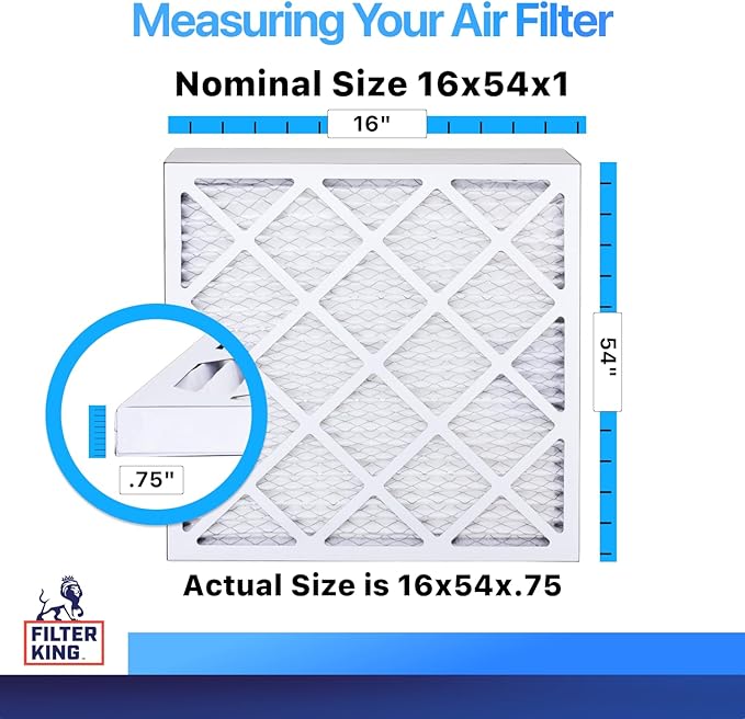 Filter King 16x54x1 Air Filter | 4-PACK | MERV 8 HVAC Pleated A/C Furnace Filters | MADE IN USA | Actual Size: 16 x 54 x .75"