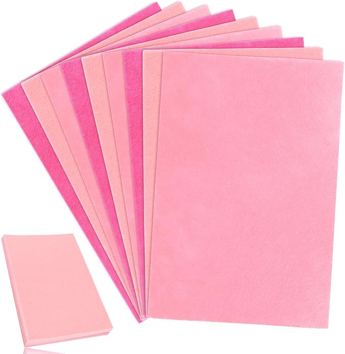 Whaline 18Pcs Felt Fabric Sheets Soft Thick Assorted Pink Craft Felt Pack for DIY Craft Sewing Patchwork Art Projects, 3 Colors, 7.9 x 11.8 Inch