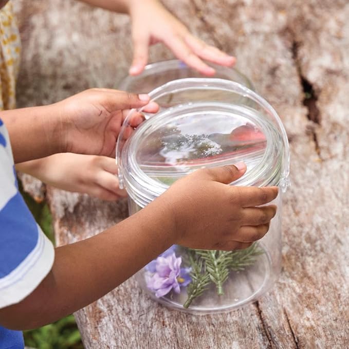 Kaplan Early Learning Carry and Discover Magnification Containers - Set of 2, Science STEM Nature Exploration Jars for Toddlers Ages 18+ Months