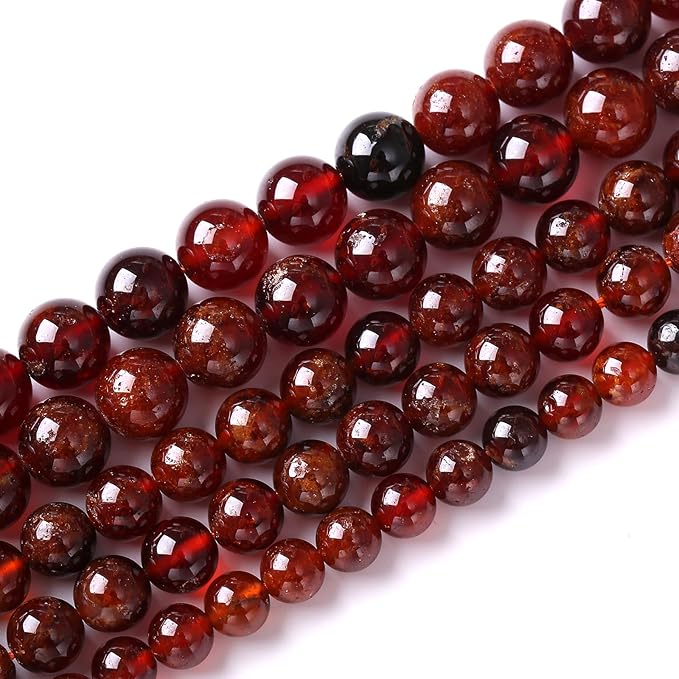 8MM 45PCS Natural Orange Garnet Beads Round Loose Beads for Jewelry Making DIY Necklace Accessories Energy Crystal Healing Power Bracelet