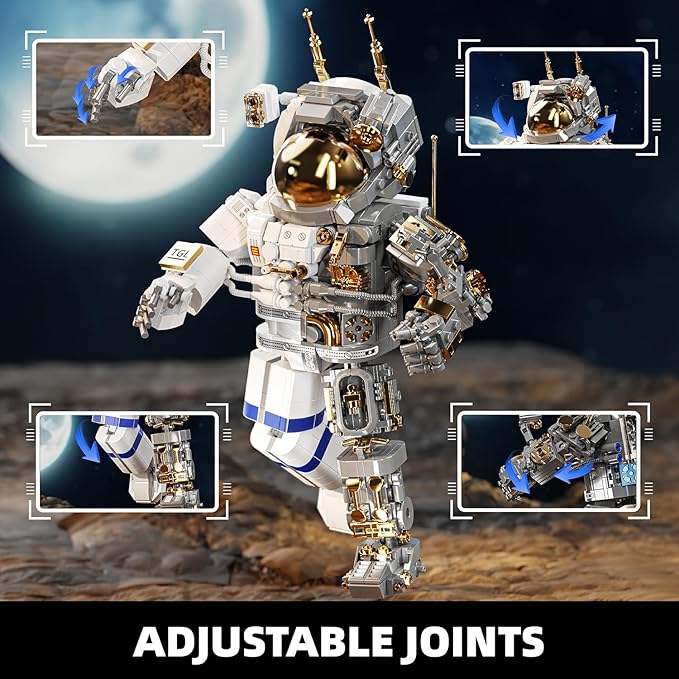 Space Astronaut Building Block Set,860Pcs Spaceman Building Toys with Display Stand, Cool Translucent Design Collection for Home or Office Decor, Birthday Gift for Adults& Boys Age 8-12