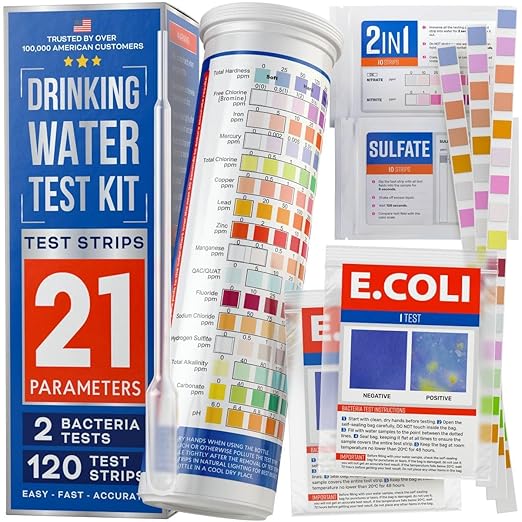 All-New 20 in 1 Drinking Water Testing Kit 120 Strips, Home Tap and Well Water Test Kit for Hardness, Lead, Iron, Copper, Chlorine, Fluoride