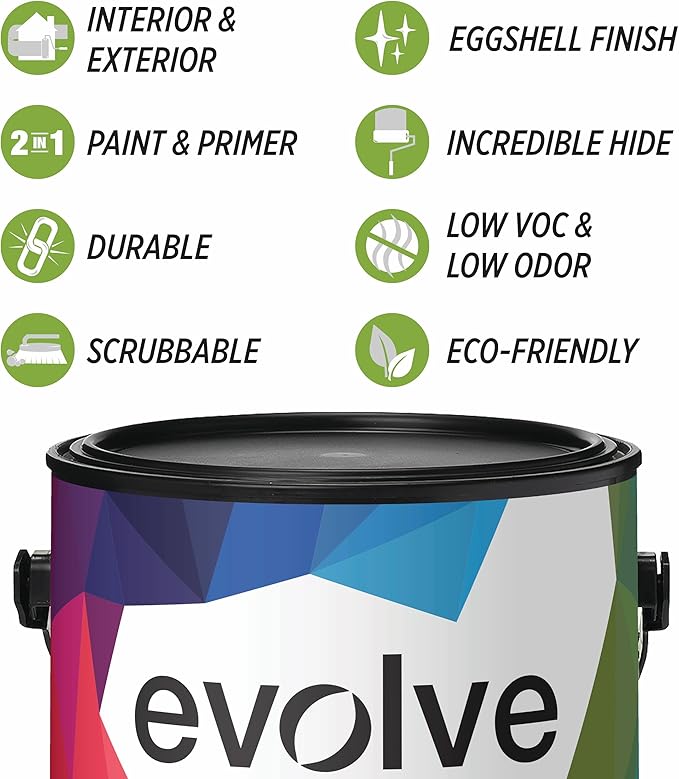 EVOLVE Paint & Primer: Environment-friendly, Low Sheen with One-coat Coverage for Interior & Exterior surfaces (Pale Blue, 1-Gallon)