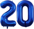 GOER Number 20 Balloons for 20th Birthday Party Decorations,42 Inch Jumbo Foil Helium Balloons for 20th Anniversary (Blue)