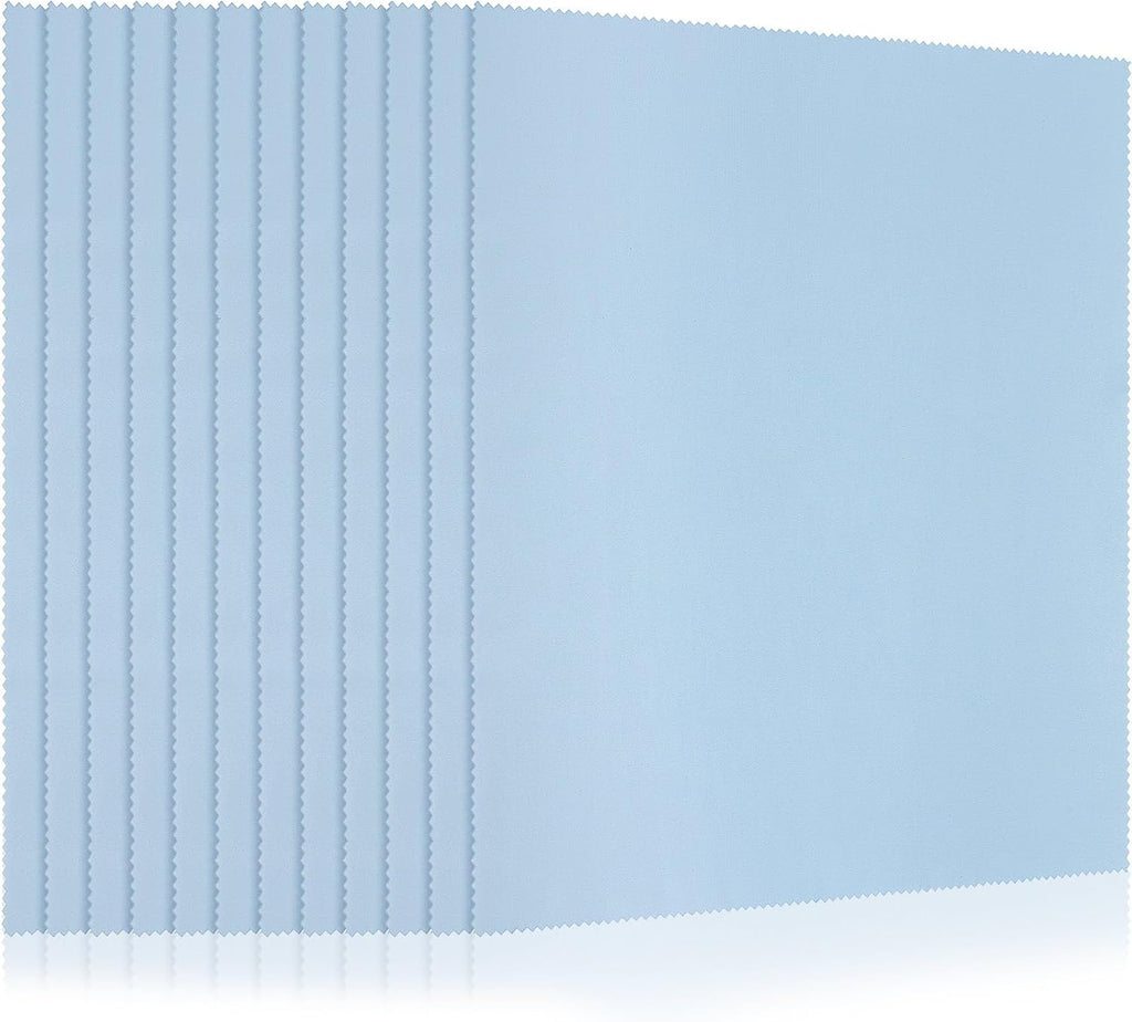 Frienda 12 Pack Large Microfiber Glass Cleaning Cloths 12 x 12 Inch Oversized Eyeglass Sunglasses Cleaning Cloths for Electronics Glasses Screens and Lenses(Blue)