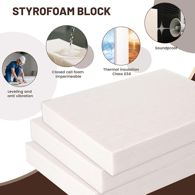 Gvereld High Density XPS Foam Board, 2 Pack 11.7x11.7X 2in Polystyrene Craft Foam Sheets, Rigid and Easy to Shape,DIY Modeling Art Projects, Party Decoration, Cosplay Prop Production, Heat Insulation