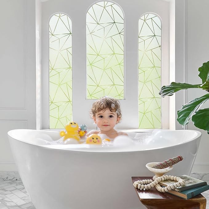 Coavas Window Privacy Film, Frosted Glass Static Cling, Decorative for Bathroom Door Covering, UV Blocking Window Cling, Non-Adhesive Vinyl Sticker, Day and Night Windows Tint for Home, 35.4x393.7 in