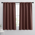 RYB HOME Small Curtains for Bathroom Window, Heavy Duty Thick Privacy Panels Blackout Energy Smart Curtains Drapes for Kitchen Cabinet, Wide 42 x Long 45 inch, 2 Panel Set, Chocolate Brown