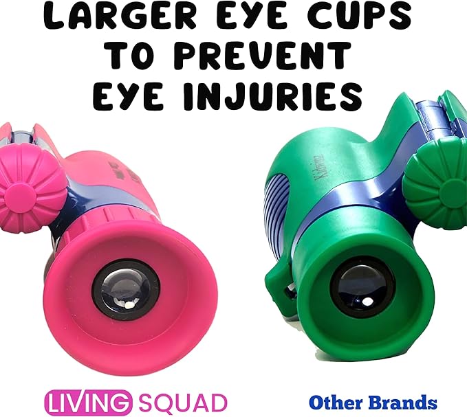 Kids Binoculars 8x21 Pink- Girls Age 3-12, Shock Proof Compact Binoculars for Kids Set- Neck Strap, Compass, Carabiner, Case- High-Resolution Optics Child Gift Toy for Bird Watching, Hiking, Spy
