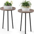 Plant Stand Indoor 2 Pack: Corner Wood 20 Inch Plant Stand Mid Century Modern Decor - Small Round Plant Table for Indoor Plants - Outdoor Plant Holder for Patio Living Room Bathroom Office (Grey Wood)