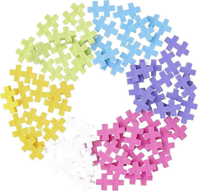 Plus Plus 70 Piece Interlocking Building Blocks for Kids, Open Ended Connecting Toys, Stem Bin Classroom Mini Manipulatives - Pastel Mix Play Tube
