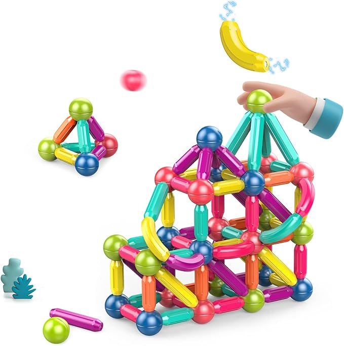 Large Magnetic Blocks for Kids Ages 3-8, STEM Construction Toys and Montessori Toys for Toddlers 1-3 (42pcs)