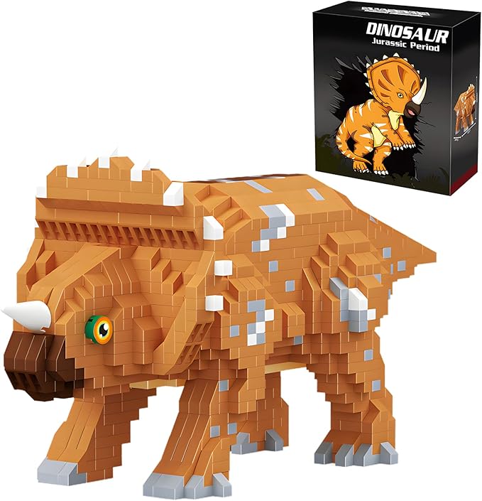 Dinosaur Triceratops Building Blocks Model Decor Micro Mini Blocks Toy Birthday for Age 6+ Children Adults Teens 1145 Pieces