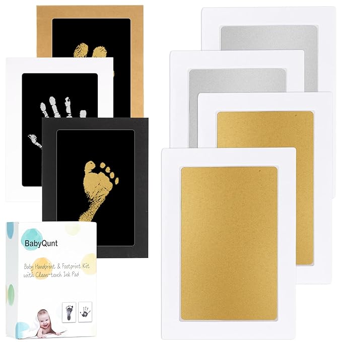 Inkless Baby Hand and Footprint Kit,Clean-Touch Ink Pad Kit,Safe No Mess Printing Infant Hand Foot Stamp,4 Pack Newborn Inkless Print Pads Best Keepsake or Gifts for Family