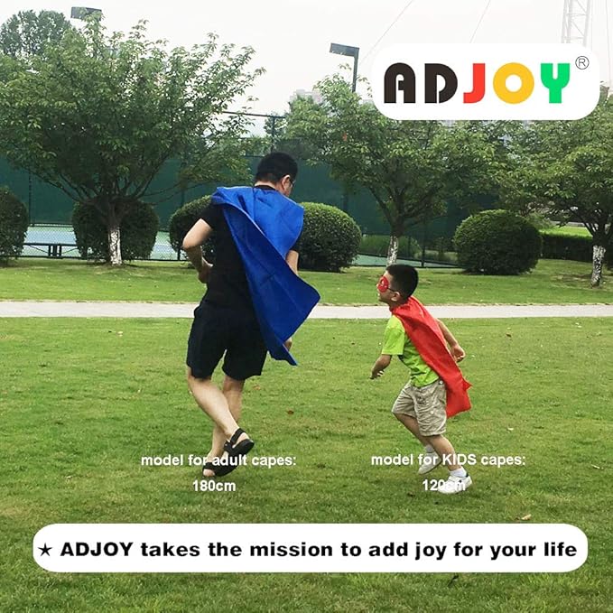 ADJOY Kids Superhero Capes and Masks with Large Superhero Stickers - Super Hero Costume for Parties - 10 Sets (20PCS)
