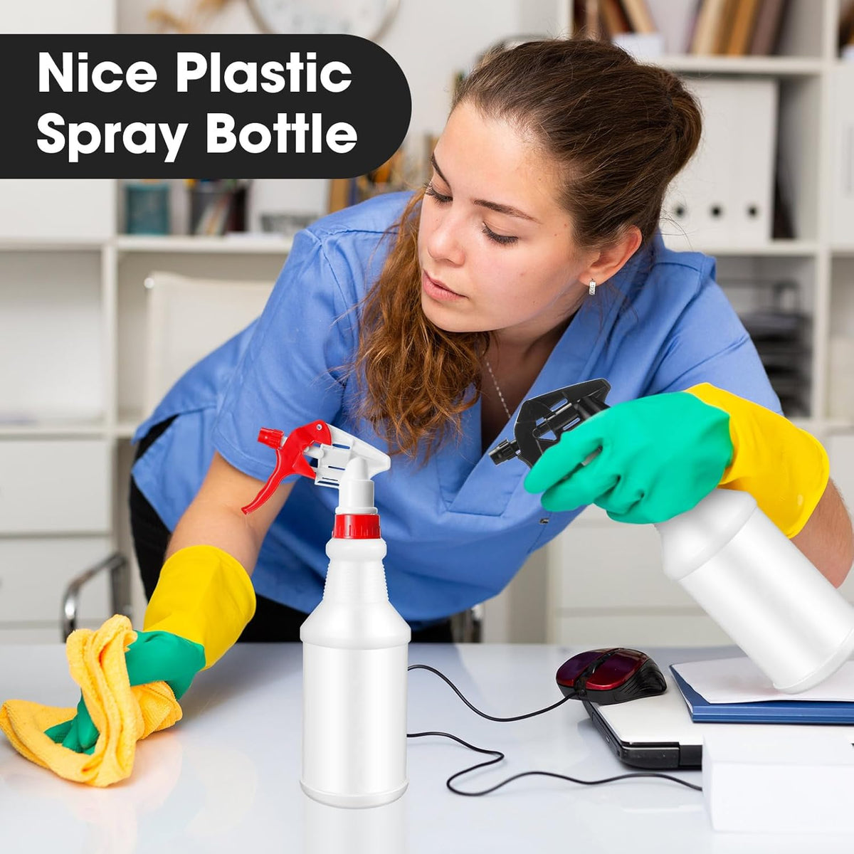 Eccliy 12 Pcs 16 Oz Plastic Spray Bottle, Adjustable Empty Reusable Sprayer for Cleaning, Planting, Water, Bathroom and Kitchen, BBQ, Commercial and Residential(Red, Black,Original)
