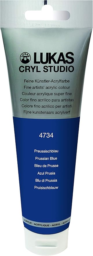 Lukas CRYL Studio Artist Acrylic Paint, Prussian Blue, 125 ml Tube - High Pigment Acrylic Paints for Canvas Painting, Large Scale Works - Medium-Viscosity, Water-Mixable, Fast Drying