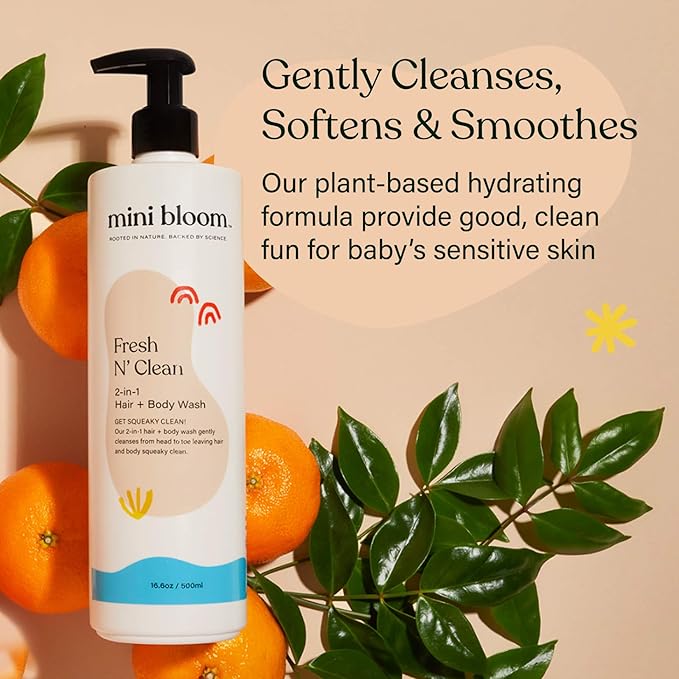 Fresh N’ Clean 2-in-1 Hair + Body Wash | Shampoo Sulfate-Free | Baby & Kid Safe | Gently Cleanses Head to Toe w/Aloe leaf, Chamomile extract, Lavender & Botanicals 16.6 oz