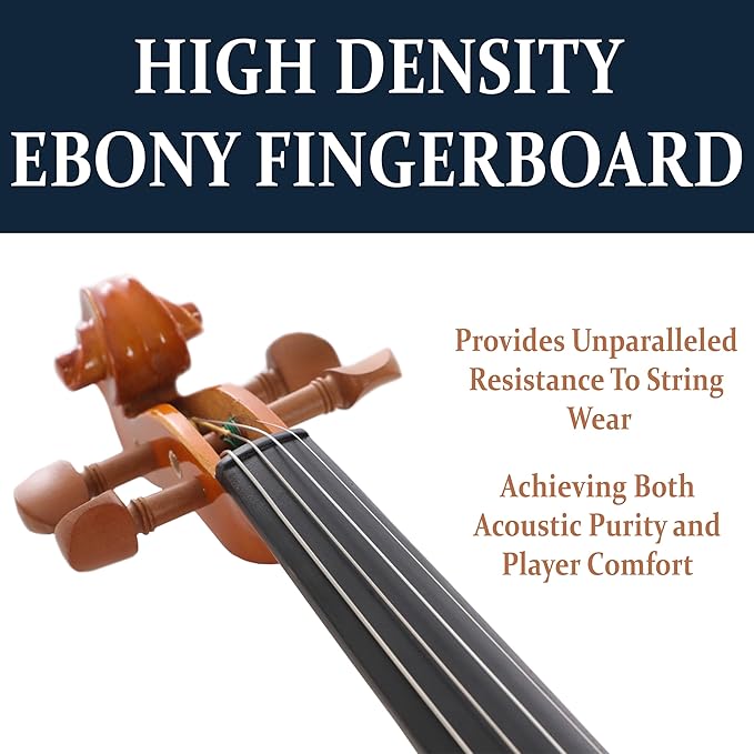 Cecilio 1/4 Size Natural Varnish Violin for Beginners, Hand-Carved Solid Spruce Top, Maple Back & Sides, Full Fiddle Kit with Hard Case, Bows, Rosin, Shoulder Rest, Lesson Book