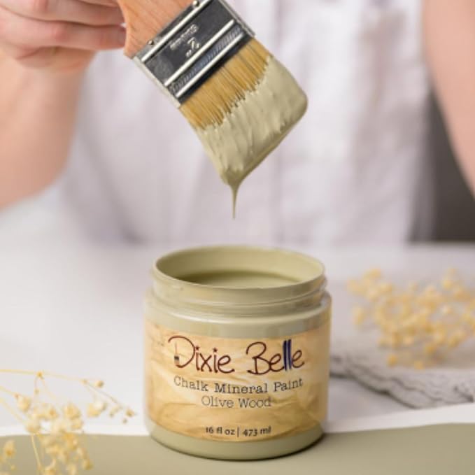 Dixie Belle Paint Company Chalk Finish Furniture Paint – Olive Wood (4oz) – Matte Chic Chalk Mineral DIY Furniture Paint