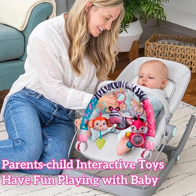 Crib Mobile for Girls, Baby Arch Mobile for Bassinet with Universal Clamps, Versatile Toy Bar for Bouncer Arch Toy 0-3 Months, Babies Gril Mobile Toys 0-6 Months Car Seat Stroller Toys