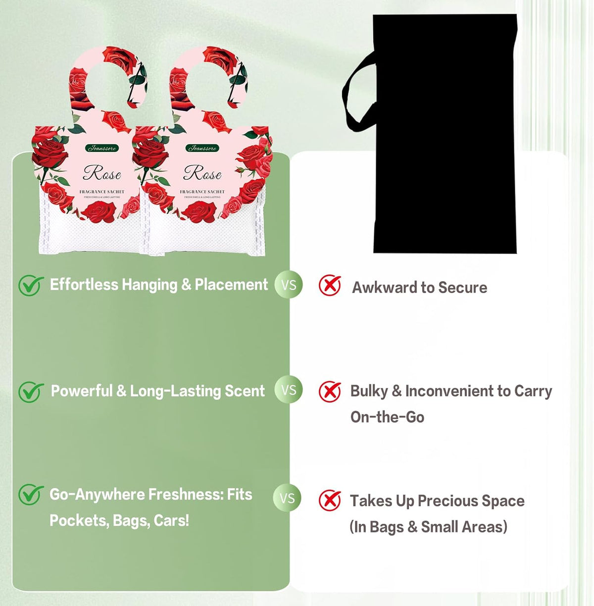 15 Packs Rose Scented Sachets Bag for Drawers and Closets, Air Freshener for Home Fragrance Sachet, Long-Lasting Hanging Closet Deodorizer Smell Goods for House