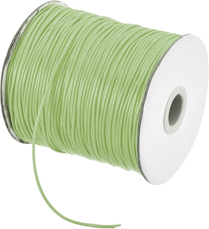 MECCANIXITY Waxed Cord 1.5mm Waxed Polyester Cord 175 Yard Wax String for Bracelet Making,Necklaces, Beading,Jewelry Making and DIY Crafts(Grass Green)