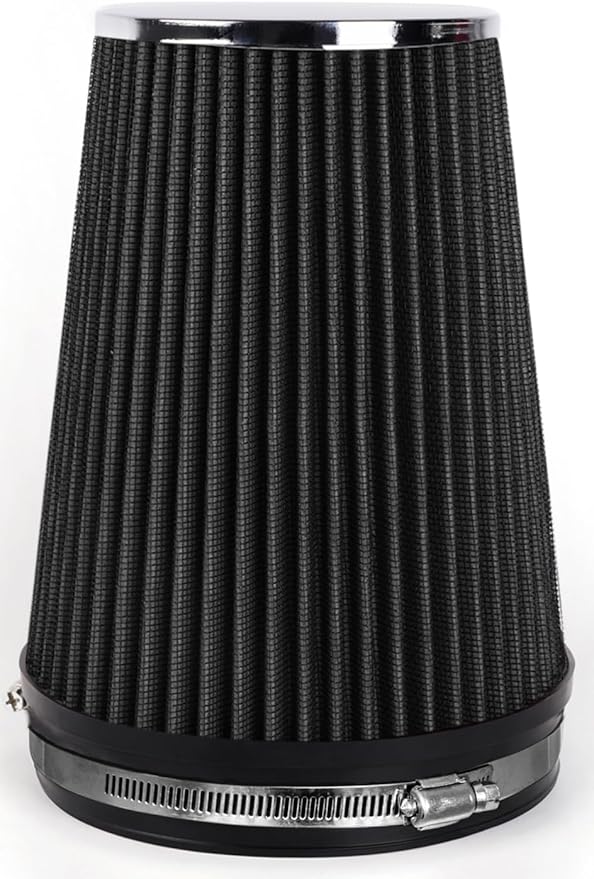 6" Inlet Cold Air Intake Filter Cone Replacement Performance Washable Clamp-On Dry Air Filters Black (8" Tall)