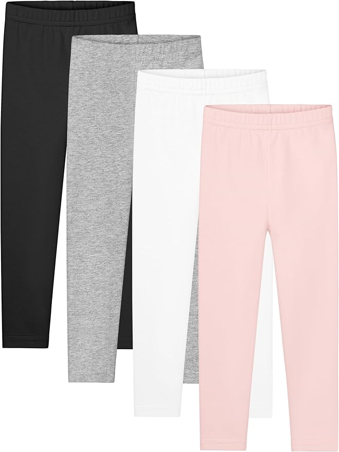 Resinta 4 Packs Toddler and Baby Girls Cotton Leggings Full Length Pants Stretchy Soft Tights Pants for Kids