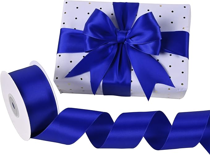 Cobalt Blue Satin Ribbon 1-1/2" X 50 Yards Solid Color Double Faced Ribbons Perfect for Crafts Wedding Decor Bow Making Arts Sewing and More