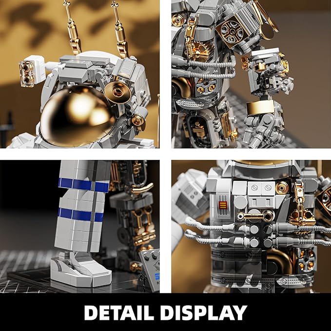 Space Astronaut Building Block Set,860Pcs Spaceman Building Toys with Display Stand, Cool Translucent Design Collection for Home or Office Decor, Birthday Gift for Adults& Boys Age 8-12
