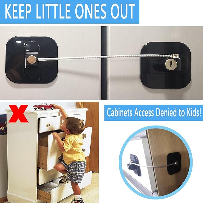 YEYA Refrigerator Lock, Mini Fridge Lock for Kids, Child Safety Cabinet Locks, 2 Pack