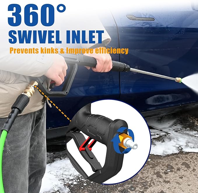 TOOLCY Gas Pressure Washer 3400 PSI & 2.8 GPM, High-Performance 212cc Engine, Reinforced Pump, 35FT Extended Power Hose, Kink-Less Swivel Gun with & 5 Nozzles, for Cars/Fences/Driveways/Homes/Patios