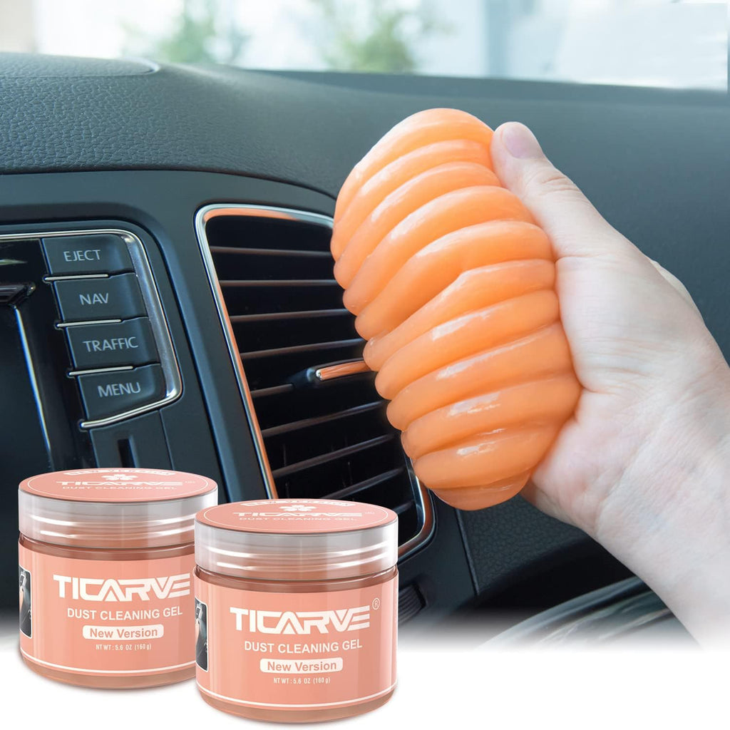 TICARVE 2Pack New Cleaning Gel Detail Putty Car Gel Auto Detailing Tools Car Interior Cleaner Car Cleaning Slime Car Assecories Keyboard Cleaner Orange (320g/11.2oz)