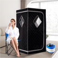 ZONEMEL Full Size Portable Steam Sauna, Personal Home Spa, 1500 Watt 4 Liter Steamer with Remote Control, Timer, Foldable Chair (L 33.8" x W 33.8" x H 65.7", Black)